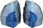 Nature's Decorations Blue Agate Bookends – A+ Grade Geode Heavy Duty Decorative Stone Crystal for Shelves & Bookcases, Natural Polished Bookshelf Decor, 1 Pair 3-4Lbs