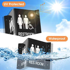 Faittoo Restroom Sign, Bathroom Signs, (2 Pack) 6 x 8 Inches Acrylic Sign, for Office or Business Bathroom and Toilet Door or Wall Decor, Indoor Outdoor Use, Black (Men and women with Handicap)