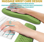 Hokafenle 2 in 1 Ergonomic Mouse Pad Wrist Support & Wrist Rest for Computer Keyboard Set, with Relieve Carpal Tunnel Pain Massage Bulge and Full Memory Gel Design (2In1 Set, Grass Green)