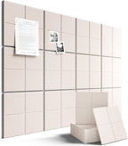 Large Felt Bulletin Board 48" x 36", 12-Pack 4-Compartment Wall Organizer, Cork Board Alternative with 70 Removable Adhesive Tabs, Modular Felt Panels for Home Office, Classroom and Study-Oatmeal