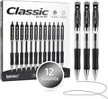 Lekreo Classic Retractable Gel Roller Pens, 0.7mm Fine Point (Black Ink- 12 Packs)