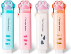 PANDENNER Retractable Pencil Eraser, Cute Erasers,Cat Paw Eraser,Suitable for School Home Office Supplies, 4Pcs (Eraser-BLFC)