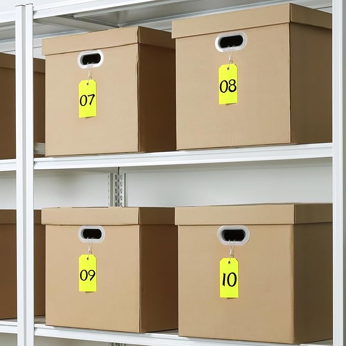 XUWAIDSGN 100Pcs Yellow Plastic Shipping Tags, 4 3/4" x 2 3/8", Writable, Durable, Waterproof