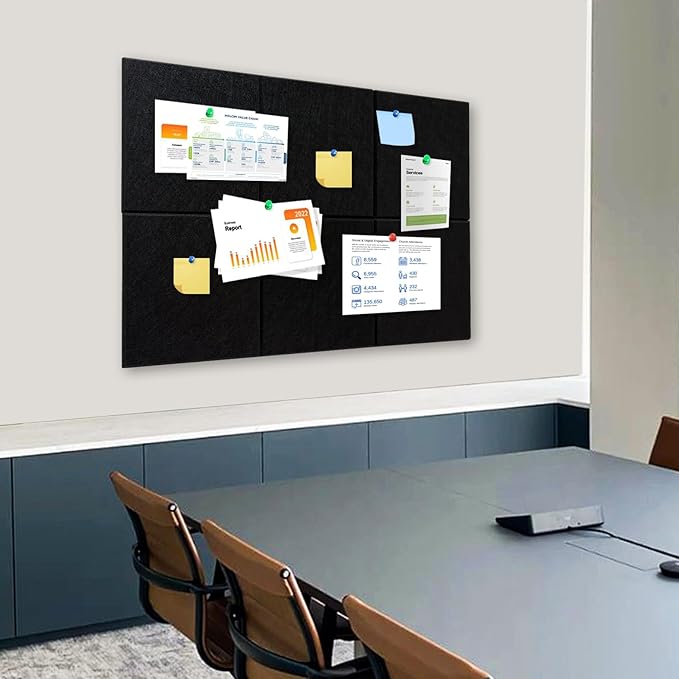 Thick Cork Board Tiles for Wall with Push Pins, Removable 36"x24"x0.47" Bulletin Board Sets, Self-Adhesive Pin Board | Magrowill 6 Packs Felt Panels for Office Home Classroom Dorm