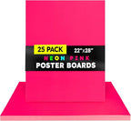 Hygloss Large Poster Board 22x28 - 25 Neon Pink Single Color Poster Boards Bulk Pack - 10 Pt. Thickness Colored Poster Board Paper for Projects, Signs, Displays - Posterboard Multipack 22" x 28"