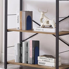 Lulonpon 6 Pieces Book Ends, Bookends, Books Stand, Metal Bookend for Shelves, Blue Book Ends for School, Library, Desktop Organizer