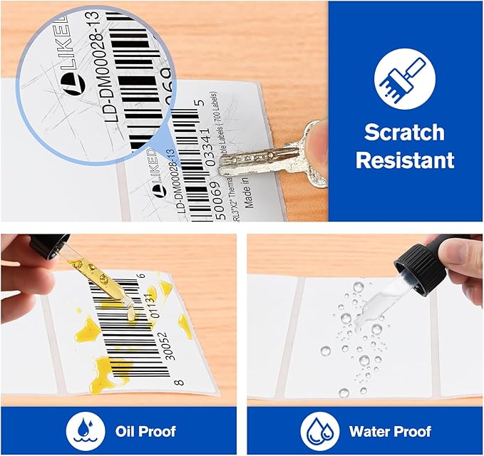 L LIKED 3" x 2" Blank Removable Labels with No Residue, Water and Oil Resistant, Use for Both Home and Office (1 Roll, 700 Labels)