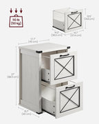 VASAGLE File Cabinet, Filing Cabinet with 2 File Drawers, Printer Stand, Fit A4, Letter Size, Hanging File Folders, Modern Farmhouse Style, for Home Office, Rustic White UOFC048T73