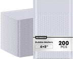 skardeco Bubble Mailers 4x8inch 200Pack Gray Bubble Mailers Self-Seal Padded Mailing Envelopes Bubble Opaque Padded Mailer for Small Businesses to Package and Mail Jewelry Cosmetics#000（white，gray）