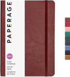 PAPERAGE Softcover Lined Journal Notebook (Burgundy), 160 Pages, Medium College Ruled Notebook, 5.6 inches x 7.9 inches - 100 GSM Thick Premium Paper, Soft Vegan Leather Journal for Home, Work & School