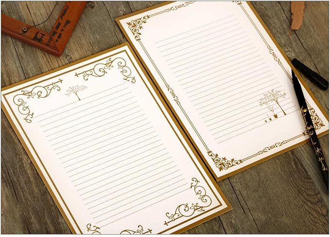 8 Pcs Vintage Letter Papers Set Printable Writing Paper Lined for Wedding Invitation Greeting Love Letters with Envelopes for Girls Women Men Stationary