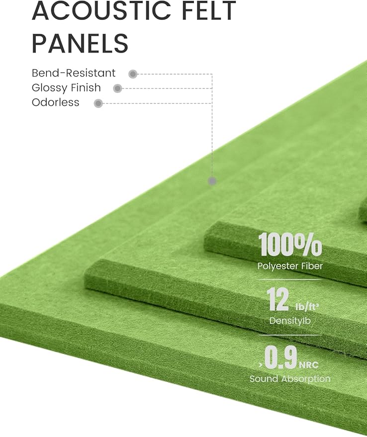 Fluxynara Large Felt Bulletin Board 48" x 36" Cork Board Alternative-12 Pack with 70 Safe Removable Adhesive Tabs, Cork Boards for Walls Cork Board for Home Office Classroom Pin Board-Kelly Green