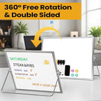 Lumspax Desktop Whiteboard with Stand, 16" x 12" Double-Sided Dry Erase Board with Stand, Portable Stand White Board for Office, Home, School