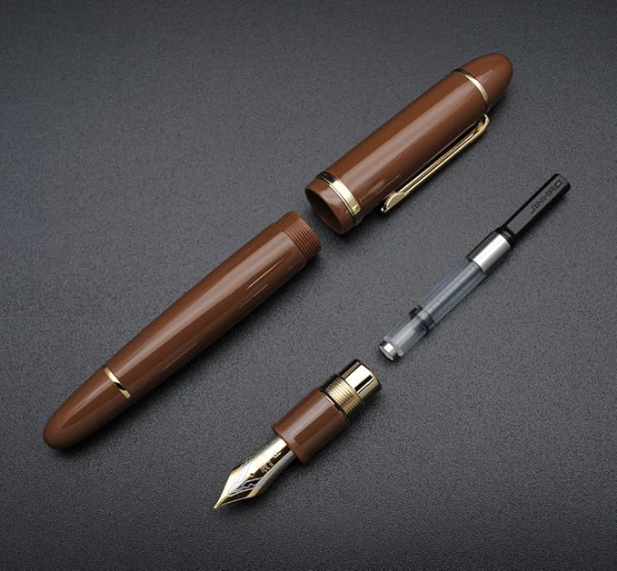 JINHAO X159 Fountain Pen (EF Nib 0.38mm, Coffee with Gold Clip)
