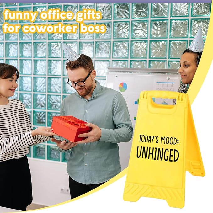 Funny Office Desk Accessories,Motivational Affirmations Office Cubicle Decor,Desk Decor,Phone Holder Mirror Acrylic Table Signs，Daily Desktop Corporate Work Humor Gifts for Coworker Manager(Unhinged)