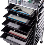 Giantex 10 Drawer Rolling Storage Cart Scrapbook Paper Office School Organizer (Black)