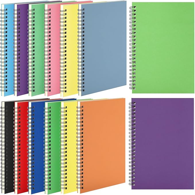 Leelosp 12 Pack Small Spiral Notebook 5 x 7 Inch Lined College Ruled Spiral Journal Wire Bound Notebook Kraft Cover, 120 Pages for Work Students Office Business(Colorful)