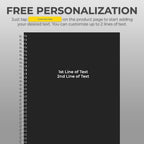 Custom Spiral Notebook Journals with a Black Colored Cover - 6 Pack of 8.5" x 11" – College Ruled, Hard Cover, 50 Sheets Per Book – For Journaling, Office, School Supplies, etc.