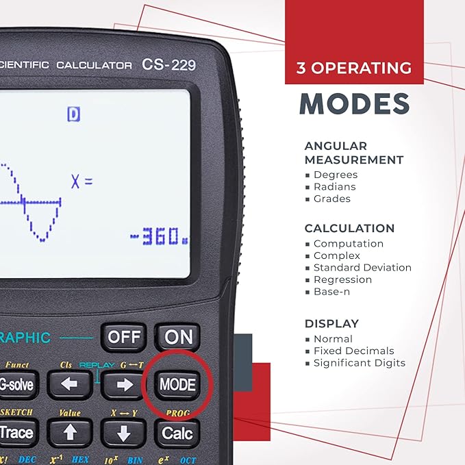 CATIGA CS229 Scientific Calculator with Graphics Functions, Multiple Modes with Intuitive User Interface for Beginners and Advanced Courses, 5 Pack