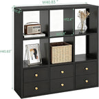 IRONMIX Metal 9 Cube Storage Organizer, Short Black Bookshelf with Storage, 3 Tier Display Shelf, Modern Cube Storage Shelf, Sideboard Cabinet for Small Places, Living Room, Home Office, Study