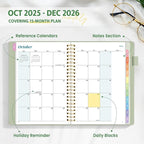 2026 Planner, Annecy Weekly ＆ Monthly Planner 2026, Jan. 2026 – Dec. 2026, 6.4" x 8.5" Monthly Agenda Planner with Tabs, Vegan Leather Cover, Spiral Binding, Double-sided Pocket, Bookmark, Green