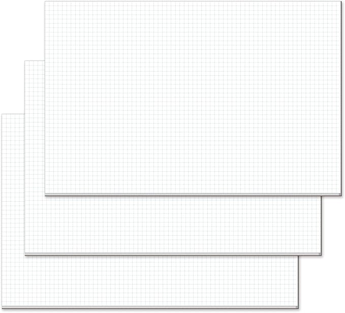 Large Engineering Graph Paper Pad - 60 Sheets/120 Pages, 17" x 11" Quadrille Grid Paper for Drafting, Engineering, Blueprint Drawing, Architect Designers, 4"x4" Blue Grid Paper, Giant Drafting Pad