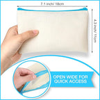 Reginary 80 Pack Canvas Zipper Makeup Bags Bulk Pencil Pouches Blank DIY Craft Canvas Cosmetic Bag Pouch with Zipper for Makeup Cosmetic Toiletry Stationary Storage(Natural and Colorful Zippers)