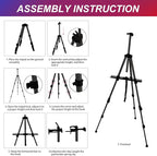 AROIC 8 Pack Painting Display Easel Stand Portable Adjustable Metal Tripod Artist Canvases Height from17to66Inch Extra Sturdy forTable-Top/Floor Painting, Drawingand Displaying,Black with8Storage Bag