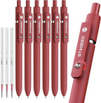 STAGEEK Red Gel Pens, 6Pcs Quick Dry Red Ink Pens with 3 Extra Refills, Fine Point Retractable Smooth Writing Pens for Journaling, Note Taking, School Supplies, Nurse Aesthetic, Office(Red)