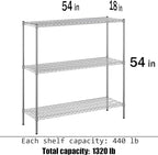 Regal Altair 18" Deep x 54" Wide x 54" Height Wire Shelving Kit | 3-Tier | NSF Commercial Storage Rack Unit