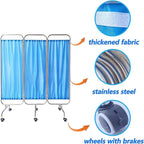Portable Medical Privacy Screen, Medical Privacy Screen on Wheels, Rolling Medical Room Divider for Hospitals Clinics Bedrooms Beauty Salon (Blue, 6 Panel)