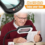 Veemagni 10X Rectangle Magnifying Glass with Light and Stand, Flexible Gooseneck LED Lighted Desk Lamp, 5 Color Modes Stepless Dimmable, Hands Free Magnifier for Reading Crafts Painting Close Work