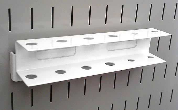 Wall Control Screwdriver Holder Bracket Slotted Metal Pegboard Accessory Slotted Tool Board - White