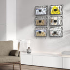 CADUKE 6 Pack Wall File Organizer, Metal Hanging Folder Holder Mail Magazine Organizer Wall Mounted with Hooks & Label Panels for Office Home, Black