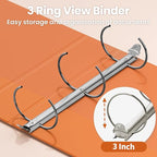 SUNEE 3 Ring Binder 3 Inch 1 Pack, Clear View Binder Three Ring PVC-Free (Fit 8.5x11 Inches) for School or Office Supplies, Orange