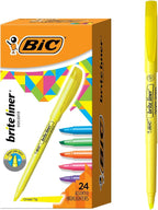 BIC Brite Liner Highlighters Chisel Tip Assorted Colors | Vibrant | 24-Count, Pack of 12