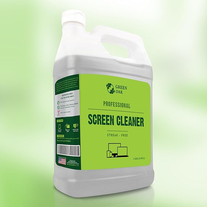 Green Oak Screen Cleaner Refill Professional Screen Cleaner Spray - Best for LCD & LED TV, Tablet, Computer Monitor, Phone - Safely Cleans Fingerprints, Dust, Oil (1 Gallon)