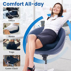CushZone Seat Cushion, Memory Foam Office Chair Seat Cushion for Office Chairs/Car/Long Trip/Desk Chair/Gaming, Extra Large Size for Sciatica & Hip & Tailbone Pain Relief, Sciatica Support (Blue)