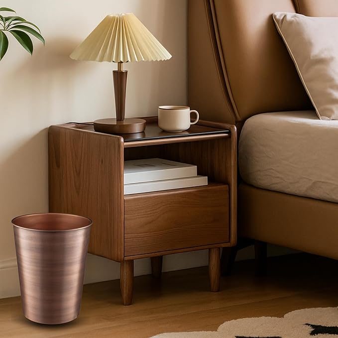 Monarch Abode Metal Bathroom Trash Can – Waste Basket for Bedroom, Office Desk, & Dorm, Handcrafted, Durable Decorative Antique Copper Small Trash Can Bathroom Garbage Bin Wastebasket