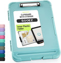 Sooez Reinforced Clipboard with Storage, Inner Plastic Folder Attached, Heavy Duty Clip Boards 8.5x11 with Pen Holder, High Capacity Nursing Clipboards for Teacher Office Home, Letter / A4 Size