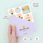 Large Name Labels for Kids (33) - Custom Stickers for Daycare and School Supplies - Durable, Waterproof Stickers for Water Bottles, Lunch Boxes, and More with Unique Designs - Leopard