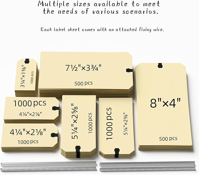INNOVART Shipping Tags - Double Wired 7 1/2" x 3 3/4", Manila Wire Tags with Reinforced Eyelet, Case of 500