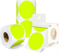 3 Inch Round Colored Dot Stickers, 2000 PCS, 4 Rolls in Dispenser Box - Fluorescent Yellow Circle Color Coding Labels Dot Labels for Office, Home, Inventory Organizing