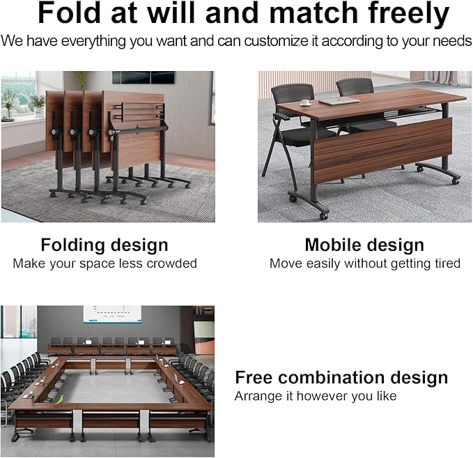 czxhaery Conference Room Table,Flip Top Conference Table The Folding Conference Table with Silent Wheels is Convenient and Fast,Mobile Training Table (4pack 120 * 60 * 75)