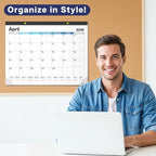 Dunwell 2026 Desk Calendar 22x17 (Blue), 22 x 17 Large Monthly Desk Blotter or Hanging Wall Calendar, Jan–Dec 2026, Lined Daily Blocks, Easy to Read