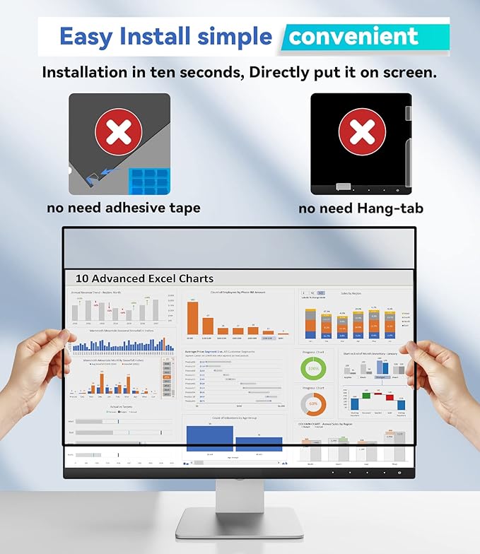 Mao Yeye 24 Inch Privacy Screen for 16:9 Widescreen Monitor, Eye Protection Anti Glare Blue Light Computer Monitor Privacy Filter