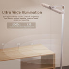 AKRRYR LED Desk Lamp for Home Office, Double Head Desk Lamp,24W Dimmable Desk Light 5 Color 5 Brightness Levels Office Lamp, Adjustable Gooseneck Office Light Eye Protection (White-Large Desk lamp)
