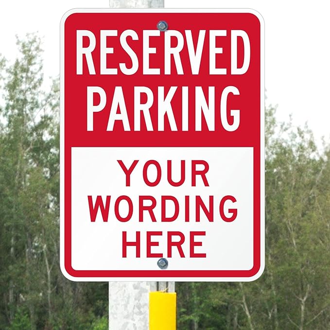 SmartSign 24 x 18 inch Custom “Reserved Parking” Metal Sign - Add Text, 80 mil Aluminum, 3M Laminated Engineer Grade Reflective Material, Red and White, Made in USA