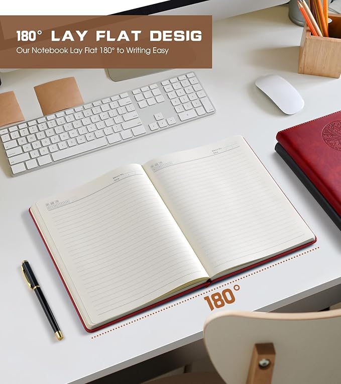 Biuwory Lined Journal Notebook for Women Men,256 Pages B5 Large Hardcover Leather Journals for Writing,Travel,Business,Work & School,College Ruled Notebooks for Note Taking,Diary Notepad 7.8"×10.2"