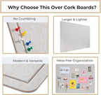 DexBoard 60 x 36 Inch Foldable Large Bulletin Board for Wall - Felt Cork board with 30 Pins & Self-Adhesive Tape, Lightweight Durable Pin Board for Home, Office, School, Classroom, Kitchen (Ivory Tan)